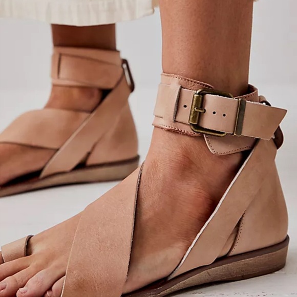 Free people Vale boot sandals beige leather Spain 36.5 US 6.5 - Picture 2 of 11